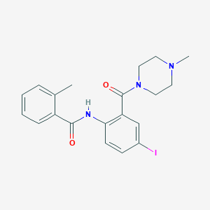 molecular formula C20H22IN3O2 B504098 N-{4-iodo-2-[(4-methylpiperazin-1-yl)carbonyl]phenyl}-2-methylbenzamide 