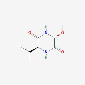 molecular formula C8H14N2O3 B050410 (3R,6S)-3-Methoxy-6-(1-methylethyl)piperazine-2,5-dione CAS No. 122092-89-1