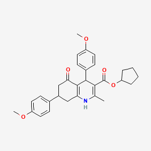 molecular formula C30H33NO5 B5041009 cyclopentyl 4,7-bis(4-methoxyphenyl)-2-methyl-5-oxo-1,4,5,6,7,8-hexahydroquinoline-3-carboxylate 