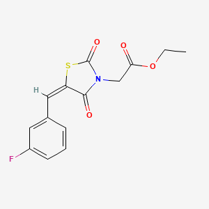 molecular formula C14H12FNO4S B5041194 ethyl [(5E)-5-(3-fluorobenzylidene)-2,4-dioxo-1,3-thiazolidin-3-yl]acetate 
