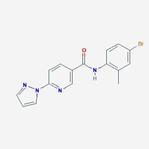 molecular formula C16H13BrN4O B504120 N-(4-bromo-2-methylphenyl)-6-(1H-pyrazol-1-yl)nicotinamide 