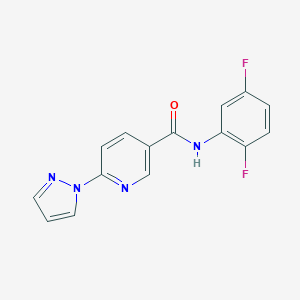 molecular formula C15H10F2N4O B504128 N-(2,5-difluorophenyl)-6-(1H-pyrazol-1-yl)nicotinamide 