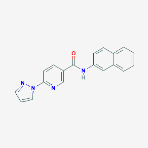 molecular formula C19H14N4O B504151 N-(2-naphthyl)-6-(1H-pyrazol-1-yl)nicotinamide 