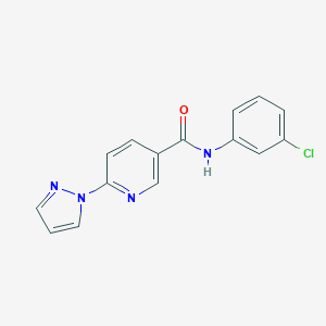 molecular formula C15H11ClN4O B504154 N-(3-chlorophenyl)-6-(1H-pyrazol-1-yl)nicotinamide 