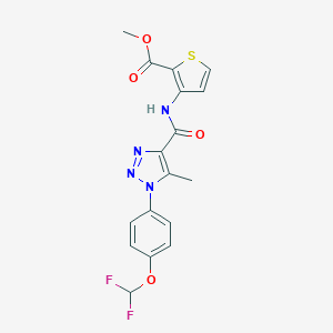 molecular formula C17H14F2N4O4S B504166 methyl 3-[({1-[4-(difluoromethoxy)phenyl]-5-methyl-1H-1,2,3-triazol-4-yl}carbonyl)amino]-2-thiophenecarboxylate 