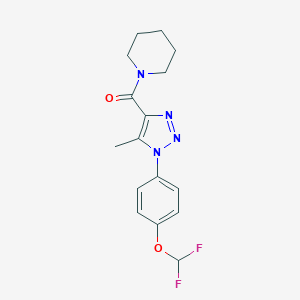 molecular formula C16H18F2N4O2 B504174 difluoromethyl 4-[5-methyl-4-(1-piperidinylcarbonyl)-1H-1,2,3-triazol-1-yl]phenyl ether CAS No. 944771-18-0