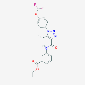 molecular formula C21H20F2N4O4 B504195 ethyl 3-[({1-[4-(difluoromethoxy)phenyl]-5-ethyl-1H-1,2,3-triazol-4-yl}carbonyl)amino]benzoate 