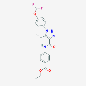 molecular formula C21H20F2N4O4 B504196 ethyl 4-[({1-[4-(difluoromethoxy)phenyl]-5-ethyl-1H-1,2,3-triazol-4-yl}carbonyl)amino]benzoate 