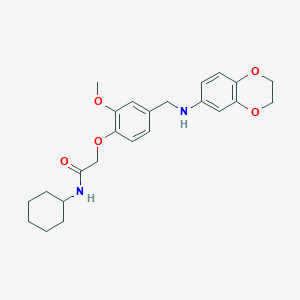 molecular formula C24H30N2O5 B504301 N-cyclohexyl-2-[4-[(2,3-dihydro-1,4-benzodioxin-6-ylamino)methyl]-2-methoxyphenoxy]acetamide 