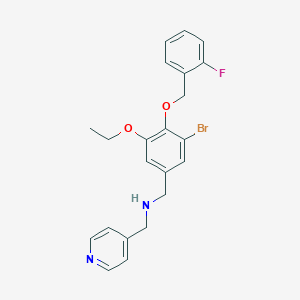 molecular formula C22H22BrFN2O2 B504309 N-{3-bromo-5-ethoxy-4-[(2-fluorobenzyl)oxy]benzyl}-N-(4-pyridinylmethyl)amine 