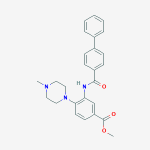 molecular formula C26H27N3O3 B504317 methyl 3-[([1,1'-biphenyl]-4-ylcarbonyl)amino]-4-(4-methyl-1-piperazinyl)benzoate 