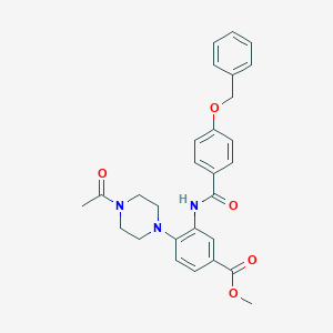 molecular formula C28H29N3O5 B504319 METHYL 4-(4-ACETYLPIPERAZIN-1-YL)-3-[4-(BENZYLOXY)BENZAMIDO]BENZOATE 