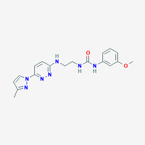molecular formula C18H21N7O2 B504359 N-(3-methoxyphenyl)-N'-(2-{[6-(3-methyl-1H-pyrazol-1-yl)-3-pyridazinyl]amino}ethyl)urea 