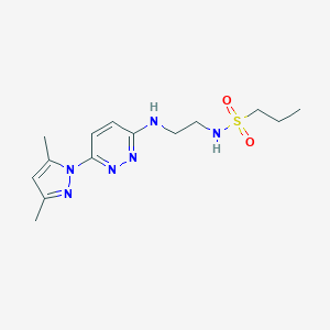 molecular formula C14H22N6O2S B504411 N-(2-((6-(3,5-dimethyl-1H-pyrazol-1-yl)pyridazin-3-yl)amino)ethyl)propane-1-sulfonamide 