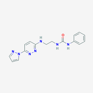 molecular formula C16H17N7O B504435 N-phenyl-N'-(2-{[6-(1H-pyrazol-1-yl)-3-pyridazinyl]amino}ethyl)urea 