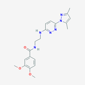 molecular formula C20H24N6O3 B504457 N-(2-((6-(3,5-dimethyl-1H-pyrazol-1-yl)pyridazin-3-yl)amino)ethyl)-3,4-dimethoxybenzamide 