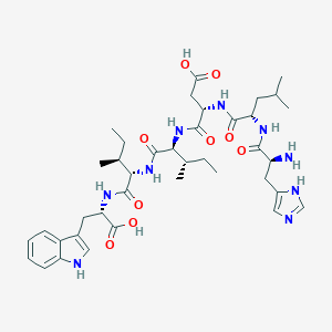molecular formula C39H57N9O9 B050446 Histidyl-leucyl-aspartyl-isoleucyl-isoleucyl-tryptophan CAS No. 121377-67-1
