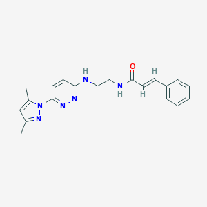 molecular formula C20H22N6O B504474 N-(2-((6-(3,5-dimethyl-1H-pyrazol-1-yl)pyridazin-3-yl)amino)ethyl)cinnamamide 