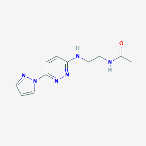 molecular formula C11H14N6O B504511 N-(2-((6-(1H-pyrazol-1-yl)pyridazin-3-yl)amino)ethyl)acetamide 