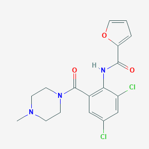 molecular formula C17H17Cl2N3O3 B504603 N-{2,4-dichloro-6-[(4-methyl-1-piperazinyl)carbonyl]phenyl}-2-furamide 