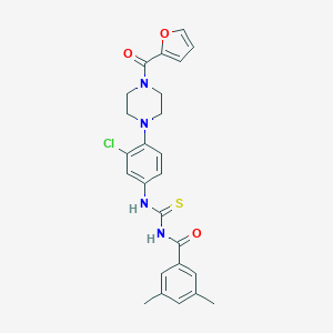 molecular formula C25H25ClN4O3S B504626 N-({3-chloro-4-[4-(furan-2-ylcarbonyl)piperazin-1-yl]phenyl}carbamothioyl)-3,5-dimethylbenzamide 