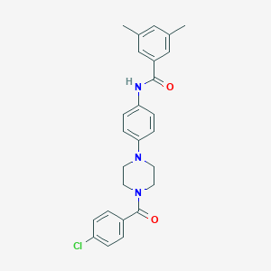 molecular formula C26H26ClN3O2 B504628 N-[4-[4-(4-chlorobenzoyl)piperazin-1-yl]phenyl]-3,5-dimethylbenzamide 