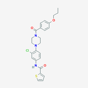molecular formula C25H26ClN3O3S B504630 N-{3-chloro-4-[4-(4-propoxybenzoyl)-1-piperazinyl]phenyl}-2-thiophenecarboxamide 
