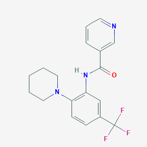 molecular formula C18H18F3N3O B504633 N-[2-(1-piperidinyl)-5-(trifluoromethyl)phenyl]nicotinamide 