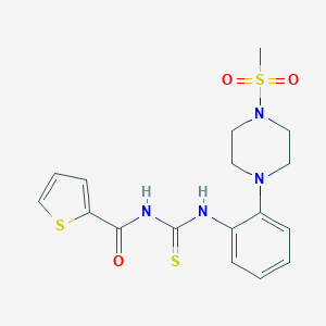 molecular formula C17H20N4O3S3 B504647 N-{2-[4-(methylsulfonyl)-1-piperazinyl]phenyl}-N'-(2-thienylcarbonyl)thiourea 