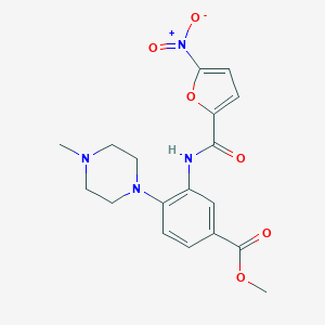 molecular formula C18H20N4O6 B504666 Methyl 3-({5-nitro-2-furoyl}amino)-4-(4-methyl-1-piperazinyl)benzoate 