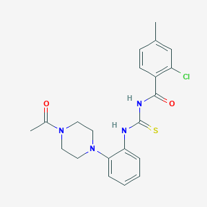 molecular formula C21H23ClN4O2S B504672 N-[2-(4-acetyl-1-piperazinyl)phenyl]-N'-(2-chloro-4-methylbenzoyl)thiourea 