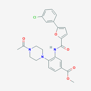 molecular formula C25H24ClN3O5 B504673 METHYL 4-(4-ACETYLPIPERAZIN-1-YL)-3-[5-(3-CHLOROPHENYL)FURAN-2-AMIDO]BENZOATE 