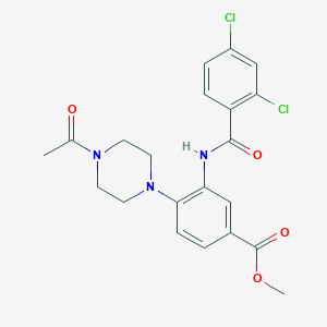molecular formula C21H21Cl2N3O4 B504674 methyl 4-(4-acetyl-1-piperazinyl)-3-[(2,4-dichlorobenzoyl)amino]benzoate 