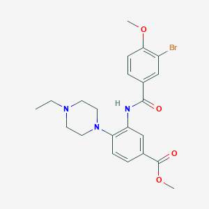 molecular formula C22H26BrN3O4 B504680 Methyl 3-[(3-bromo-4-methoxybenzoyl)amino]-4-(4-ethyl-1-piperazinyl)benzoate 