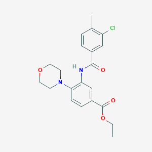 molecular formula C21H23ClN2O4 B504682 Ethyl 3-[(3-chloro-4-methylbenzoyl)amino]-4-(4-morpholinyl)benzoate 
