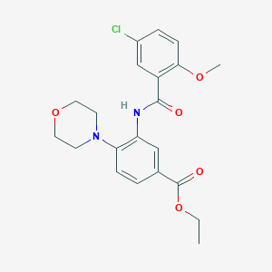 molecular formula C21H23ClN2O5 B504683 Ethyl 3-[(5-chloro-2-methoxybenzoyl)amino]-4-(4-morpholinyl)benzoate CAS No. 898654-85-8