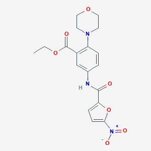 molecular formula C18H19N3O7 B504691 Ethyl 5-({5-nitro-2-furoyl}amino)-2-(4-morpholinyl)benzoate 