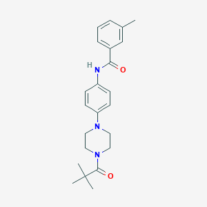 molecular formula C23H29N3O2 B504701 N-[4-[4-(2,2-dimethylpropanoyl)piperazin-1-yl]phenyl]-3-methylbenzamide 