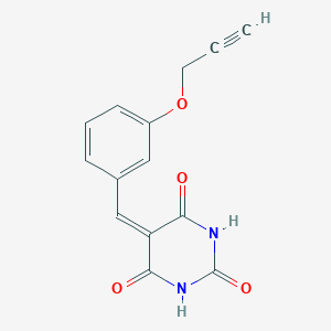 molecular formula C14H10N2O4 B5047017 5-[(3-Prop-2-ynoxyphenyl)methylidene]-1,3-diazinane-2,4,6-trione 