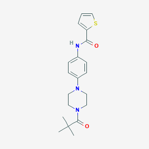 molecular formula C20H25N3O2S B504702 N-[4-[4-(2,2-dimethylpropanoyl)piperazin-1-yl]phenyl]thiophene-2-carboxamide 