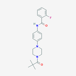 molecular formula C22H26FN3O2 B504703 N-{4-[4-(2,2-dimethylpropanoyl)-1-piperazinyl]phenyl}-2-fluorobenzamide 