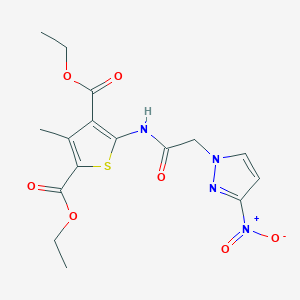 molecular formula C16H18N4O7S B5047032 Diethyl 3-methyl-5-[[2-(3-nitropyrazol-1-yl)acetyl]amino]thiophene-2,4-dicarboxylate 