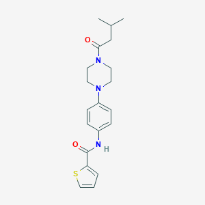 molecular formula C20H25N3O2S B504705 N-[4-[4-(3-methylbutanoyl)piperazin-1-yl]phenyl]thiophene-2-carboxamide 
