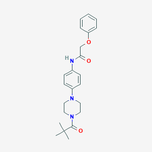molecular formula C23H29N3O3 B504712 N-[4-[4-(2,2-dimethylpropanoyl)piperazin-1-yl]phenyl]-2-phenoxyacetamide 