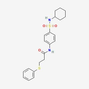 molecular formula C21H26N2O3S2 B5047126 N-[4-(cyclohexylsulfamoyl)phenyl]-3-(phenylsulfanyl)propanamide 