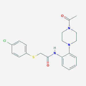 molecular formula C20H22ClN3O2S B504720 N-[2-(4-acetyl-1-piperazinyl)phenyl]-2-[(4-chlorophenyl)sulfanyl]acetamide CAS No. 876898-02-1