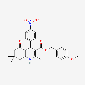 molecular formula C27H28N2O6 B5047427 (4-METHOXYPHENYL)METHYL 2,7,7-TRIMETHYL-4-(4-NITROPHENYL)-5-OXO-1,4,5,6,7,8-HEXAHYDROQUINOLINE-3-CARBOXYLATE 