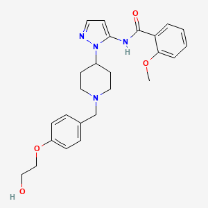 molecular formula C25H30N4O4 B5047476 N-(1-{1-[4-(2-hydroxyethoxy)benzyl]-4-piperidinyl}-1H-pyrazol-5-yl)-2-methoxybenzamide 