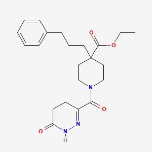 molecular formula C22H29N3O4 B5047810 ethyl 1-(6-oxo-4,5-dihydro-1H-pyridazine-3-carbonyl)-4-(3-phenylpropyl)piperidine-4-carboxylate 