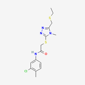 molecular formula C15H19ClN4OS2 B5048289 N-(3-chloro-4-methylphenyl)-2-[[5-(ethylsulfanylmethyl)-4-methyl-1,2,4-triazol-3-yl]sulfanyl]acetamide 